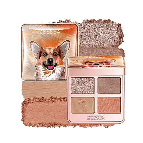 zeesea Tipsy Kitty Eyeshadow Palette Quad, Waterproof Eye Shadow for Catgirls, Matte Eyeshadow, Shimmer Eye Shadow Palette Makeup (D01)