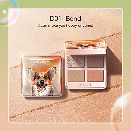 zeesea Tipsy Kitty Eyeshadow Palette Quad, Waterproof Eye Shadow for Catgirls, Matte Eyeshadow, Shimmer Eye Shadow Palette Makeup (D01)