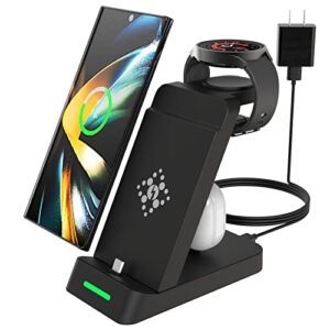 upgraded charging station for samsung multiple devices, 3 in 1 charger station for galaxy s23/s22/s21/s20/note20/z flip5 /fold5/galaxy buds, wireless charger for samsung galaxy watch 6/6 classic/5