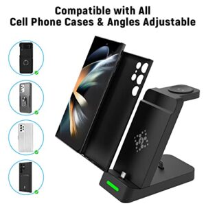 Upgraded Charging Station for Samsung Multiple Devices, 3 in 1 Charger Station for Galaxy S23/S22/S21/S20/Note20/Z Flip5 /Fold5/Galaxy Buds, Wireless Charger for Samsung Galaxy Watch 6/6 Classic/5