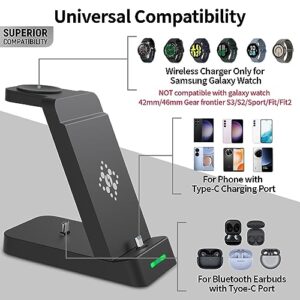 Upgraded Charging Station for Samsung Multiple Devices, 3 in 1 Charger Station for Galaxy S23/S22/S21/S20/Note20/Z Flip5 /Fold5/Galaxy Buds, Wireless Charger for Samsung Galaxy Watch 6/6 Classic/5