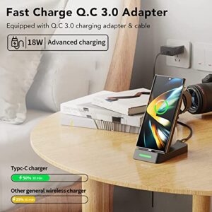 Upgraded Charging Station for Samsung Multiple Devices, 3 in 1 Charger Station for Galaxy S23/S22/S21/S20/Note20/Z Flip5 /Fold5/Galaxy Buds, Wireless Charger for Samsung Galaxy Watch 6/6 Classic/5