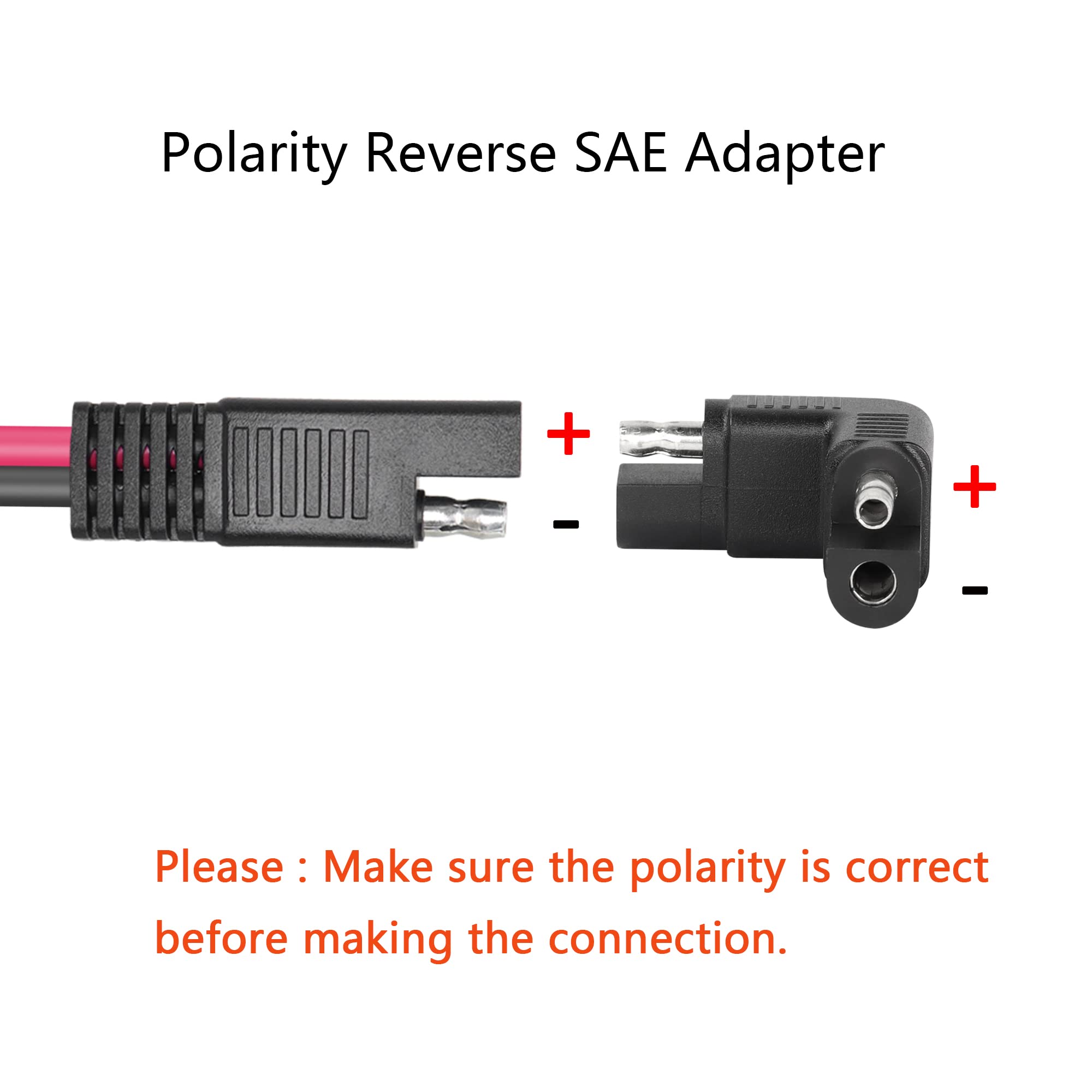 CERRXIAN Right Angle SAE Polarity Reverse Adapter, 90 Degree SAE to SAE Plug Quick Disconnect Connector for Solar Panel,RV,etc(2-Pack)