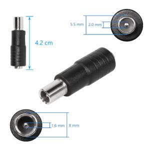 CERRXIAN DC 5.5mm x 2.1mm to DC 8.0mm x 1.6mm Adapter Connector, DC 5.5x2.1 Female to DC 8.0x1.6 Male Converter Plug(2-Pack)