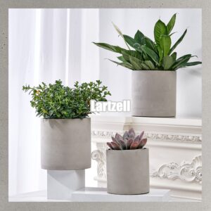 Lartzell Plant Pots, 8.6 Inch Planters for Indoor Plants, Grey Cement Flower Pot with Drain Hole, Modern Concrete Planters for Home Office & Outdoor Decor