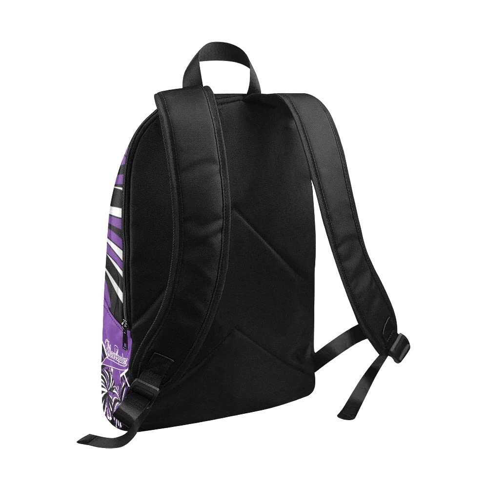 CUXWEOT Personalized Cheer Black Purple White Cheerleader Backpack with Name Custom Travel Bag for women Men