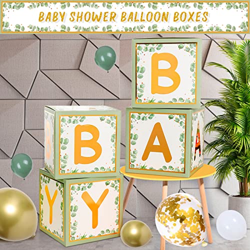 Baby Shower Decorations Boy Girl - 150pcs Baby Shower Party Supplies, Baby Shower Backdrop, Balloon Arch/Garland Kit, Baby Balloon Boxes