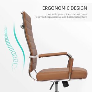 Okeysen Ergonomic Office Desk Chair, Modern PU Leather Conference Room Chairs Ribbed, High Back Executive Swivel Rolling Chair for Home, Office