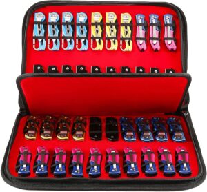 knife case,knife display case,knife storage,40 slots folding knife holder organizer,butterfly pocket knife carrier,knives collection protector for survival tactical outdoor edc mini knife (black+red)