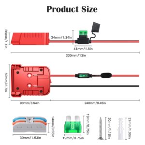 Power Wheels Adapter for Milwaukee M18 Battery Adapter 18V Power Wheels Battery Conversion Kit with Switch, Fuse & Wire Terminals, 12AWG Wire, Power Connector for DIY Rc Car Toys and Robotics