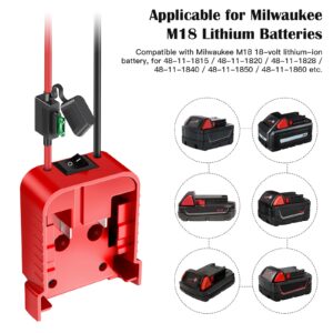 Power Wheels Adapter for Milwaukee M18 Battery Adapter 18V Power Wheels Battery Conversion Kit with Switch, Fuse & Wire Terminals, 12AWG Wire, Power Connector for DIY Rc Car Toys and Robotics