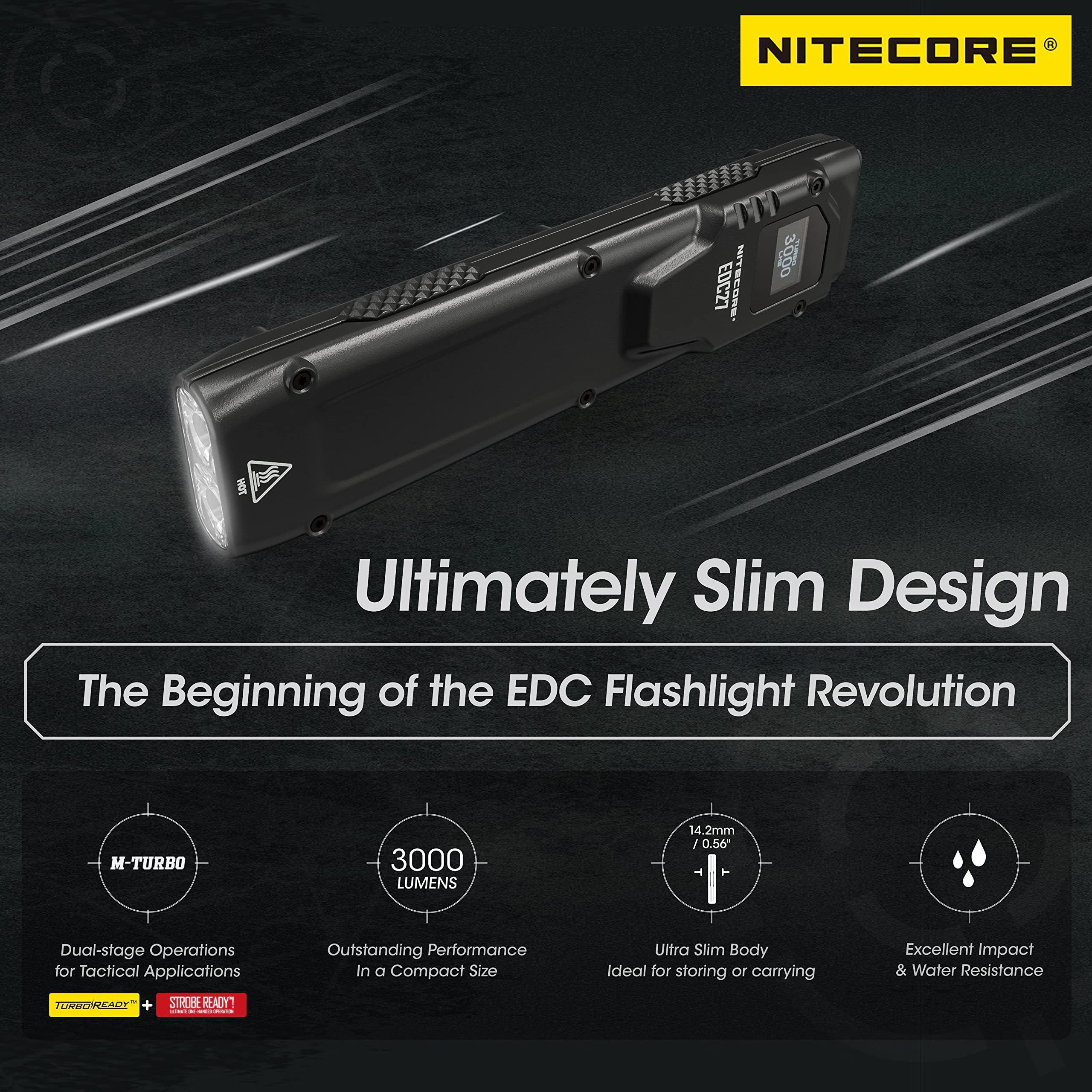 Nitecore EDC27 3000 Lumen Ultra Slim High Performance EDC Flashlight