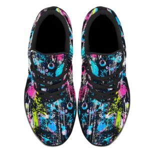 Graffiti Shoes,Women Men Cool Urban Funky Street Art Running Sneakers,Trippy Psychedelic Street Art Shoes Black Size 11