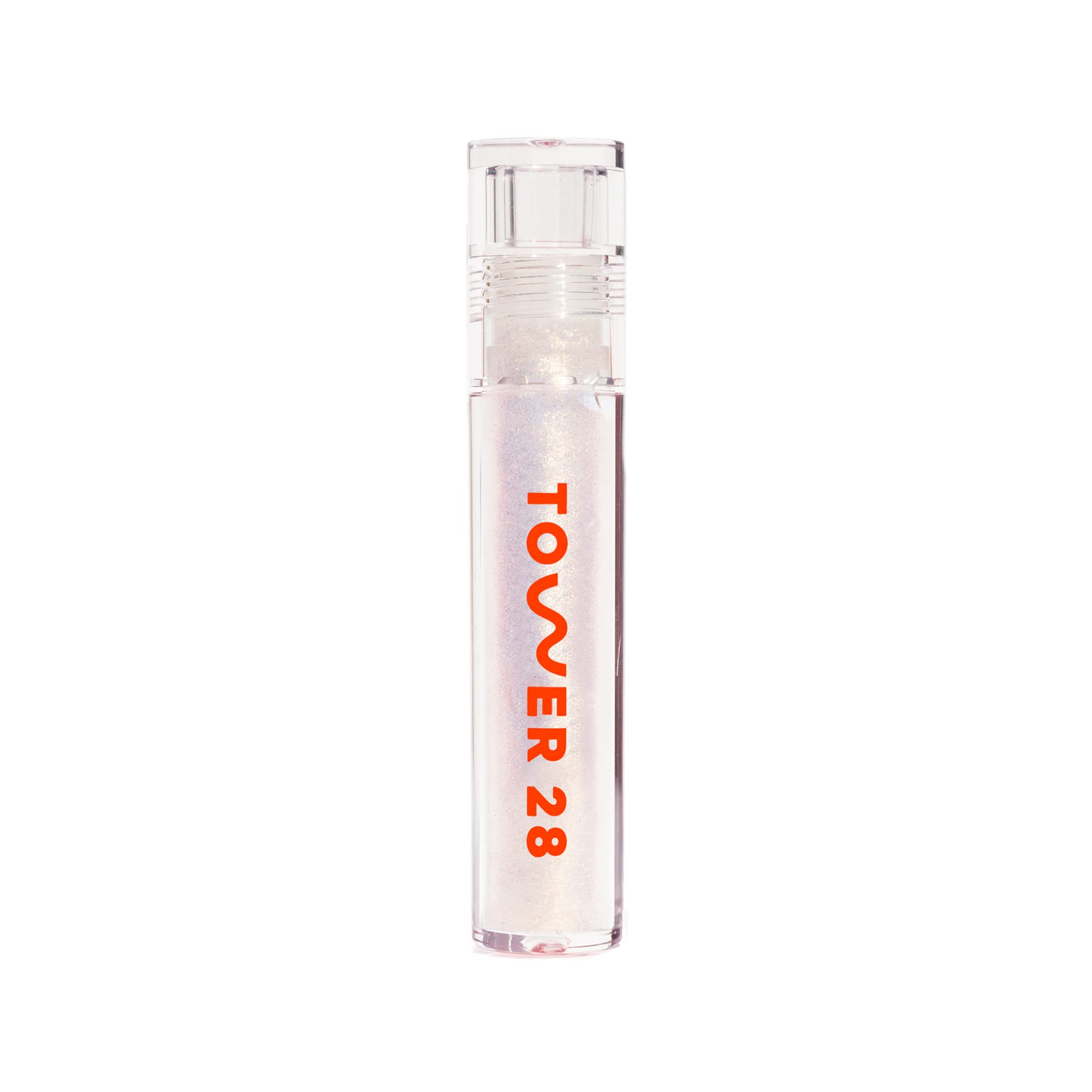 Tower 28 ShineOn Lip Jelly, MAGIC, Non-Sticky Lip Gloss, Clear with Gold Shimmer Vegan Lip Gloss, Moisturizing Apricot and Raspberry Seed Oil, Cruelty Free