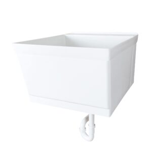 js jackson supplies tehila white wall-mounted utility sink tub kit, wall-mounted utility tub with wall bracket, floating utility sink for laundry room, garage, workshop, and more