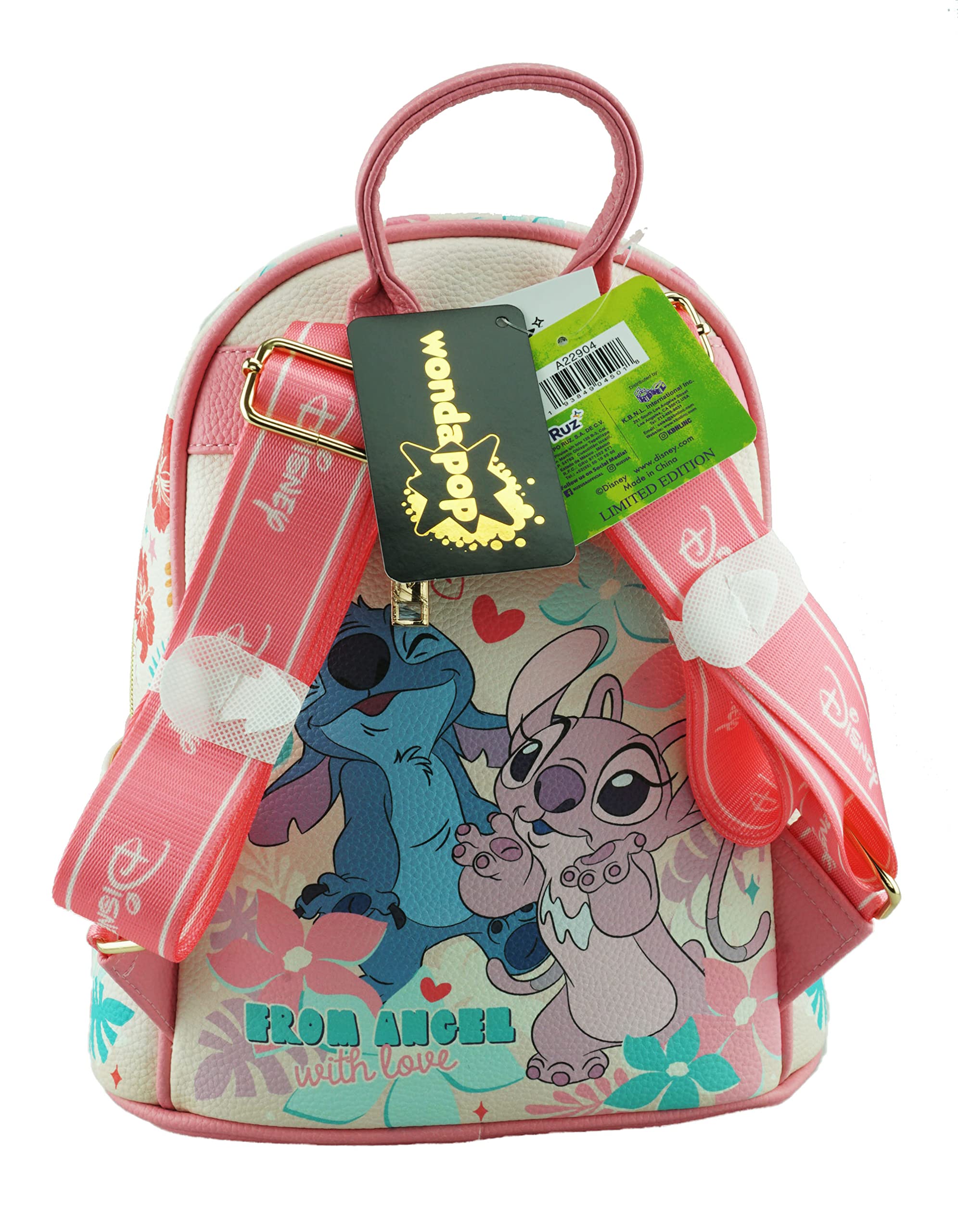 Wondapop Disney Angel and Stitch 11" Vegan Leather Fashion Mini Backpack