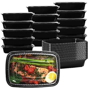 jujekwk meal prep containers 50pack 32oz, food grade with bpa free, food storage containers with lids, stackable, dishwasher/freezer safe (black 1)