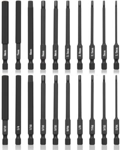 nauix 20 piece hex head allen wrench drill bit set, 1/4 inch hex shank metric and sae s2 steel hex bit set, magnetic tips 3 inch long