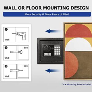 Trovelix Safe Box for Home Safe (0.4 Cubic Feet) with Fireproof Bag and Light, Fireproof Safe for Money Lock Box with Keypad and Key, Money Safe for Cash Saving, Personal Safe Box for Money