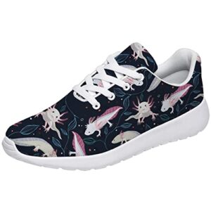 vogiant Womens Tennis Shoes Casual Lightweight Sneaker Soft Comfortable Running Shoes Axolotl Print,US Size 10 Women/8.5 Men Black