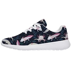 vogiant Womens Tennis Shoes Casual Lightweight Sneaker Soft Comfortable Running Shoes Axolotl Print,US Size 10 Women/8.5 Men Black