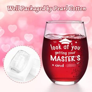 Modwnfy Funny Masters Graduation Gifts, Look At You Getting Your Master’s Stemless Wine Glass, College Graduation Gifts for Her, 17 Oz Graduation Wine Glass for Graduation Party Christmas Birthday