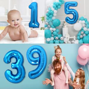 40 Inch Giant Blue Number 9 Balloon, Helium Mylar Foil Number Balloons for Birthday Party, 9th Birthday Decorations for Kids, Anniversary Party Decorations Supplies (Blue Number 9)