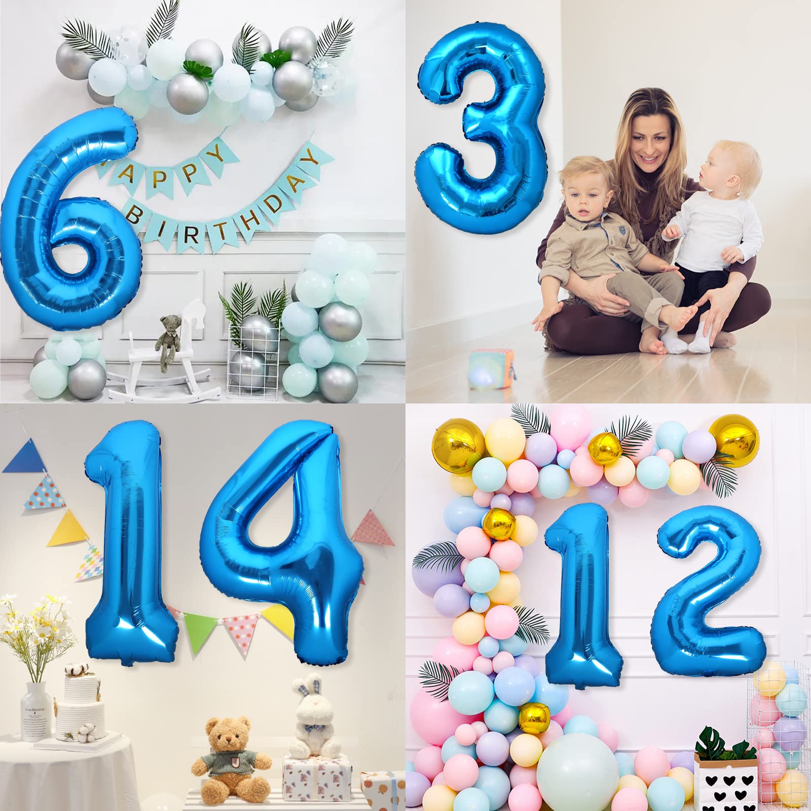 40 Inch Giant Blue Number 9 Balloon, Helium Mylar Foil Number Balloons for Birthday Party, 9th Birthday Decorations for Kids, Anniversary Party Decorations Supplies (Blue Number 9)