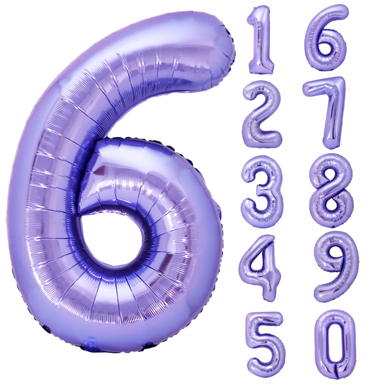 40 Inch Giant Purple Number 6 Balloon, Helium Mylar Foil Number Balloons for Birthday Party, 6th Birthday Decorations for Kids, Anniversary Party Decorations Supplies (Purple Number 6)