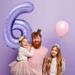 40 Inch Giant Purple Number 6 Balloon, Helium Mylar Foil Number Balloons for Birthday Party, 6th Birthday Decorations for Kids, Anniversary Party Decorations Supplies (Purple Number 6)