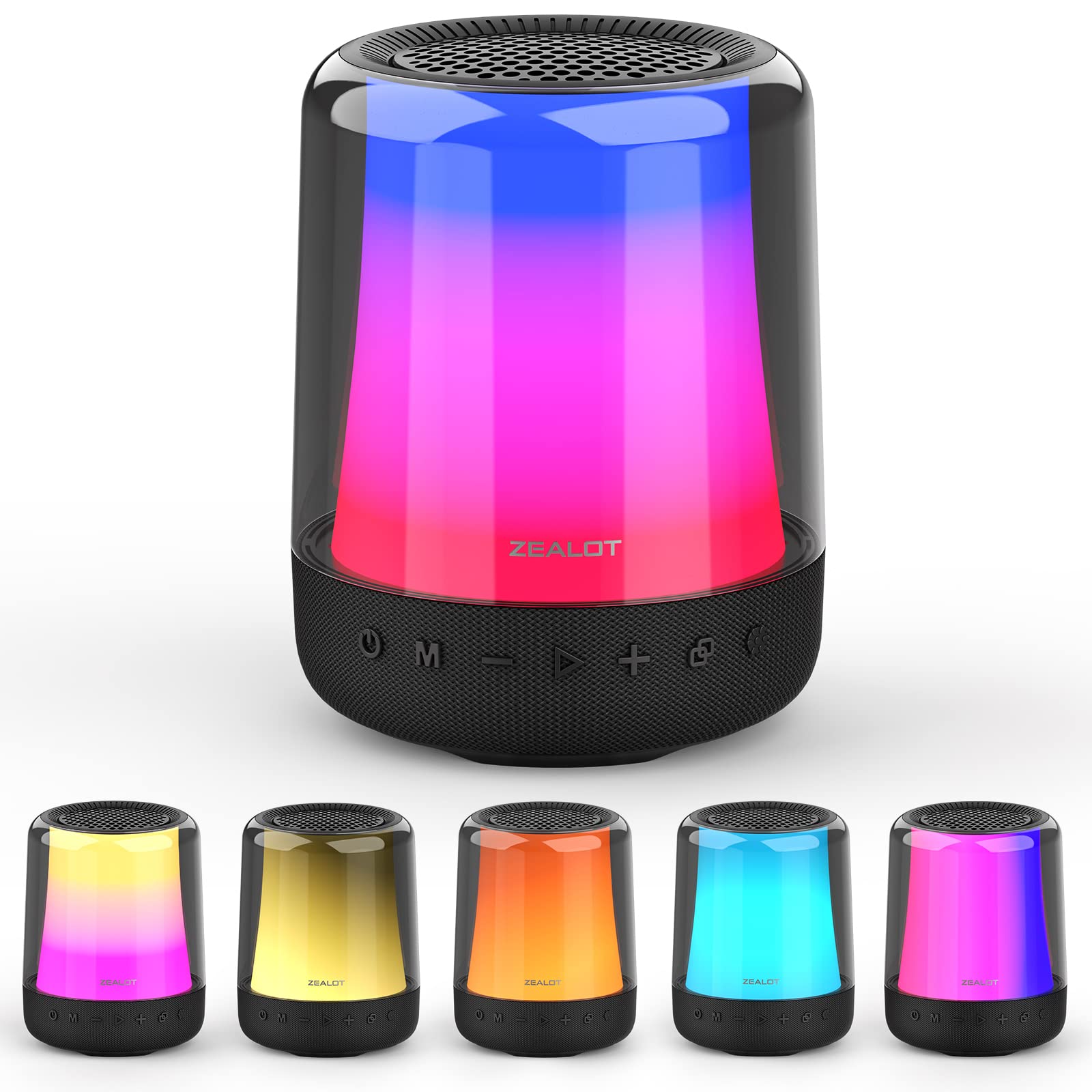 ZEALOT Bluetooth Speaker, Portable Bluetooth Speaker with 11 Colors Lights, 24W Loud HD Stereo Sound, Super Bass Wireless Speaker,V5.2 Bluetooth, Dual Pairing,TF Card/USB/AUX for Party,Home,Outdoor