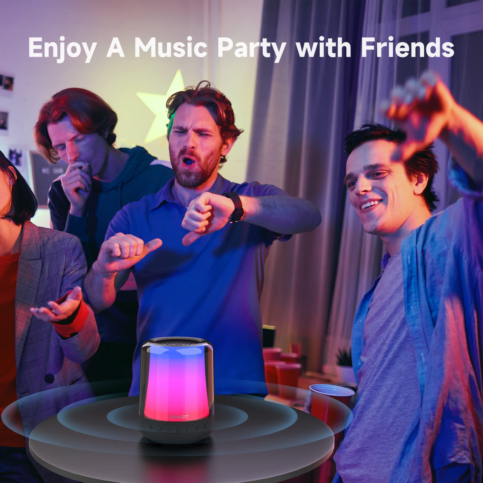 ZEALOT Bluetooth Speaker, Portable Bluetooth Speaker with 11 Colors Lights, 24W Loud HD Stereo Sound, Super Bass Wireless Speaker,V5.2 Bluetooth, Dual Pairing,TF Card/USB/AUX for Party,Home,Outdoor