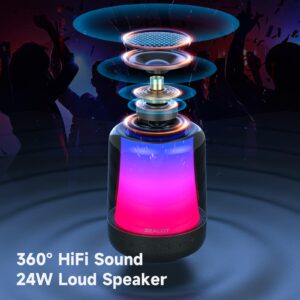 ZEALOT Bluetooth Speaker, Portable Bluetooth Speaker with 11 Colors Lights, 24W Loud HD Stereo Sound, Super Bass Wireless Speaker,V5.2 Bluetooth, Dual Pairing,TF Card/USB/AUX for Party,Home,Outdoor