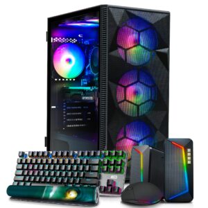 tjj x3 gaming computer pc desktop - intel core i3-12100f (beat i7-8700), nvidia gtx 1660 super 6gb, 16gb ddr4 3200, 500gb ssd, vr ready, wifi 6e, rgb keyboard & mouse & speakers, win 11 pro