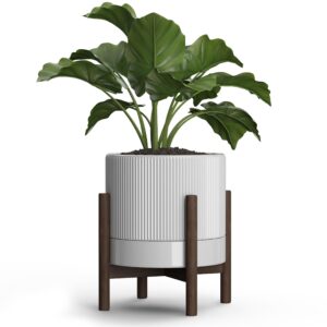 carrward ceramic planter pots indoor with drainage hole & saucer,including stand,7.3 inch mid-century modern cylinder plant pot for snake flower leaf