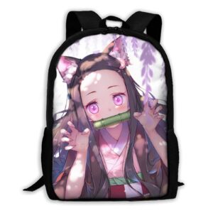 IXUNFOC Anime Cartoon Backpack 17 Inch Girls Backpack Elementary Middle School Laptop Backpack Bookbag for Travel Hiking (A)