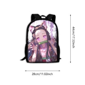 IXUNFOC Anime Cartoon Backpack 17 Inch Girls Backpack Elementary Middle School Laptop Backpack Bookbag for Travel Hiking (A)