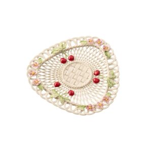 belleek annual basket 2023 - cherry basket, 8”(l) x 8”(w) x 1”(h), white - collectible gift and decoration