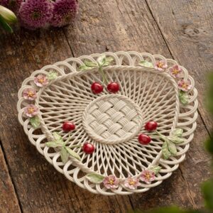 Belleek Annual Basket 2023 - Cherry Basket, 8”(L) x 8”(W) x 1”(H), White - Collectible Gift and Decoration