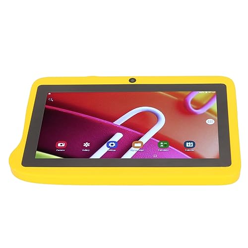 Airshi Tablet, Kids Tablet 100-240V Front 2MP Rear 5MP LED Display Octa Core Processor Yellow with 10 Support for Study (Yellow)