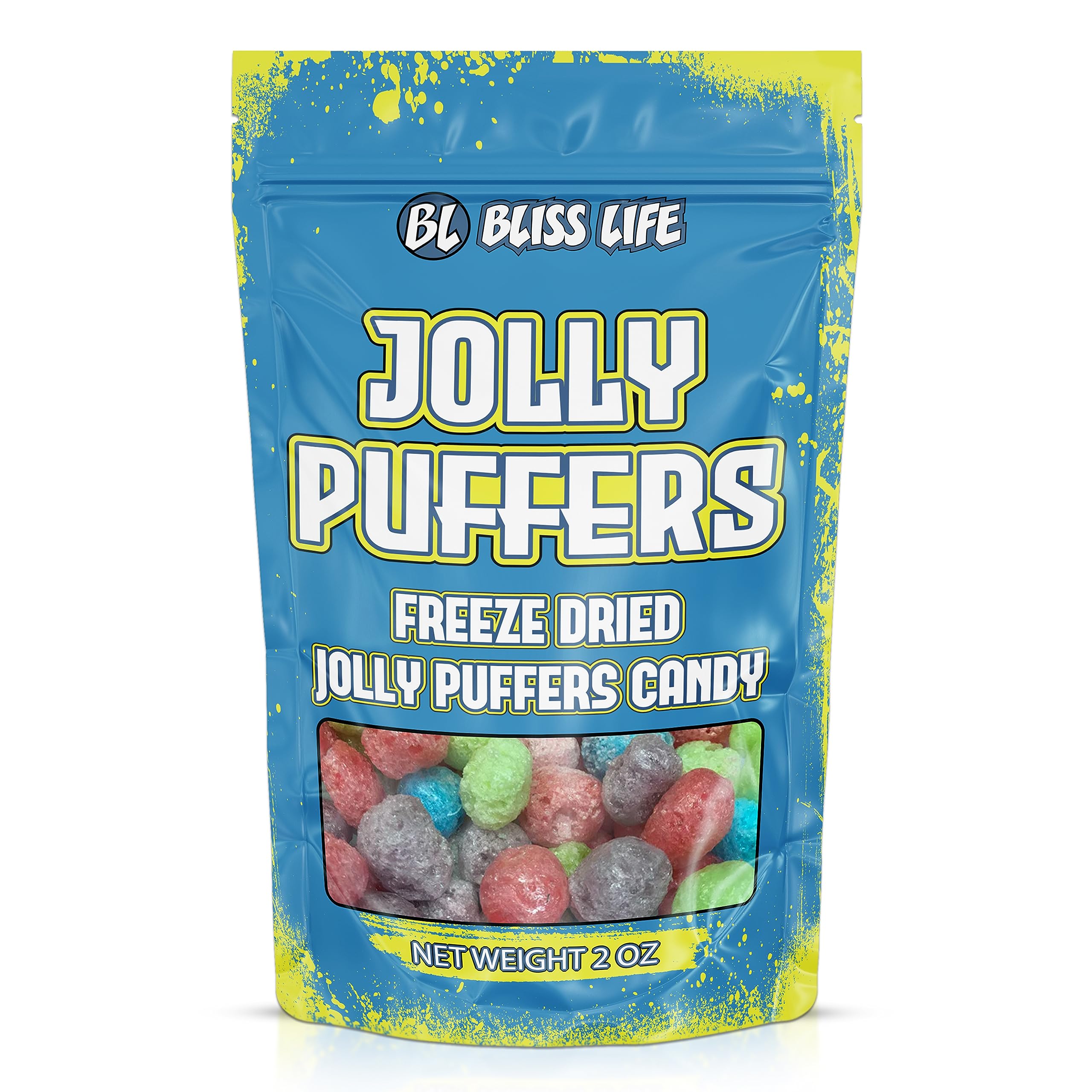 Bliss Life Jolly Puffers Freeze Dried Candy Variety Pack 2 oz, Freeze Dried Sour Candy, Unique Novelty, ASMR Candy - Great for the Tiktok Trend Most Sour Candy in the World Challenge