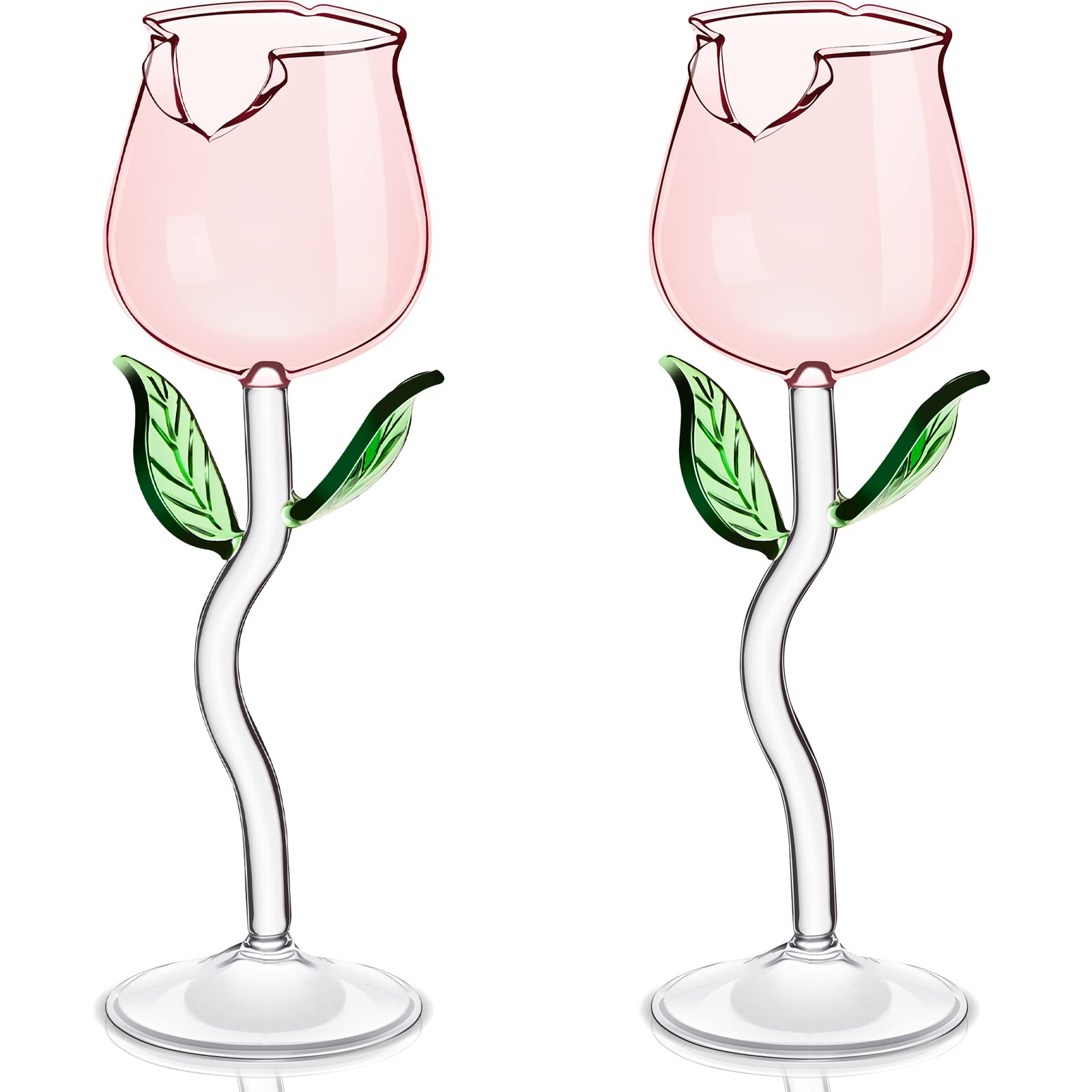 2 Pack Creative Rose Wine Glasses 6oz Crystal Red Wine Glasses Rose Flower Goblet Wine Cocktail Juice Glass for Party Bar Wedding