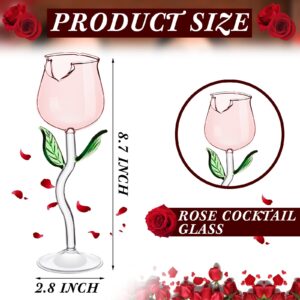 2 Pack Creative Rose Wine Glasses 6oz Crystal Red Wine Glasses Rose Flower Goblet Wine Cocktail Juice Glass for Party Bar Wedding
