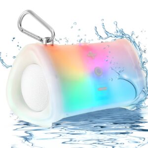 eboda shower speaker bluetooth waterproof, ipx7 waterproof portable wireless speakers with rgb light, 2000mah for travel, party, beach, camping, kayaking, gifts for women, kids, men, teen