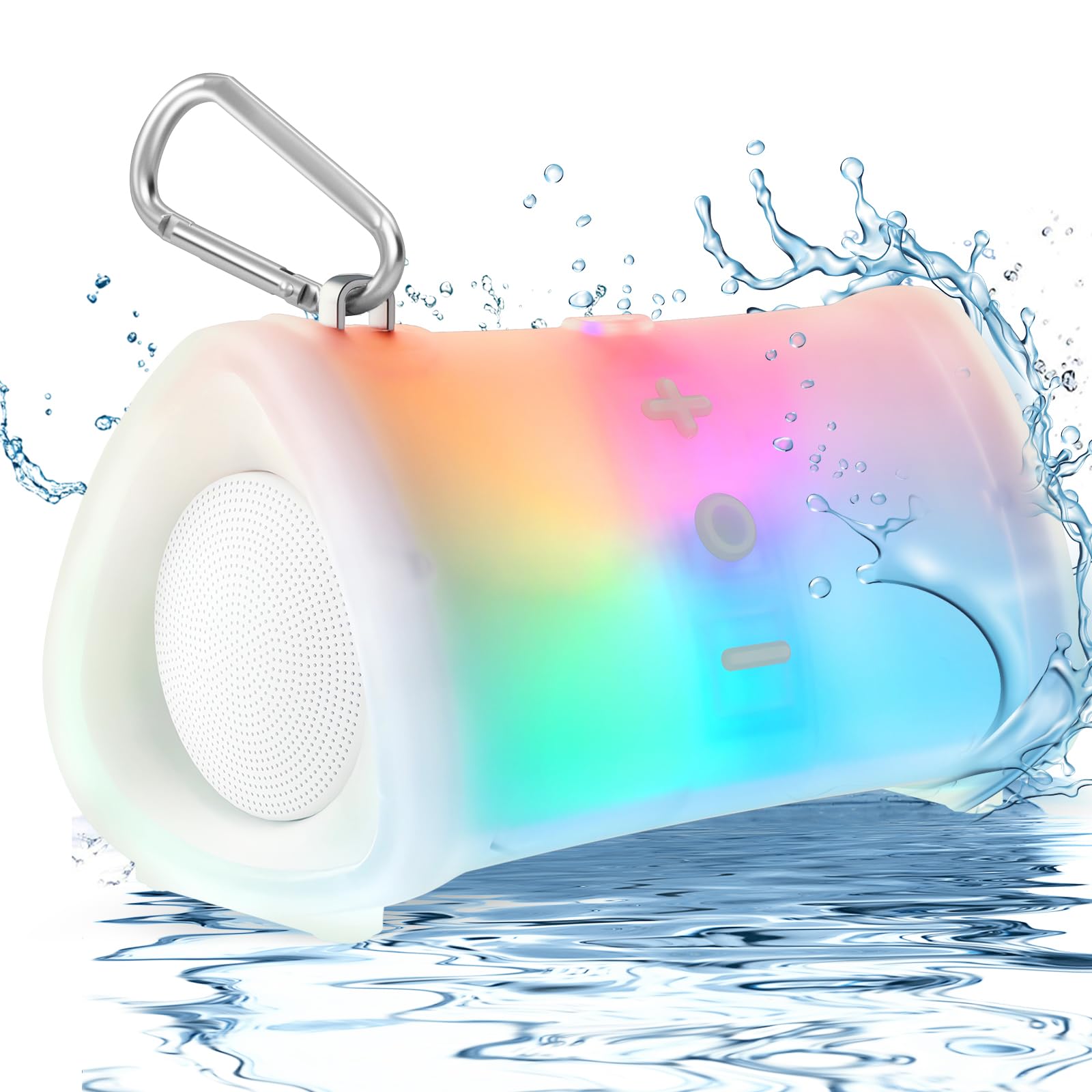 EBODA Shower Speaker Bluetooth Waterproof, IPX7 Waterproof Portable Wireless Speakers with RGB Light, 2000mAh for Travel, Party, Beach, Camping, Kayaking, Gifts for Women, Kids, Men, Teen