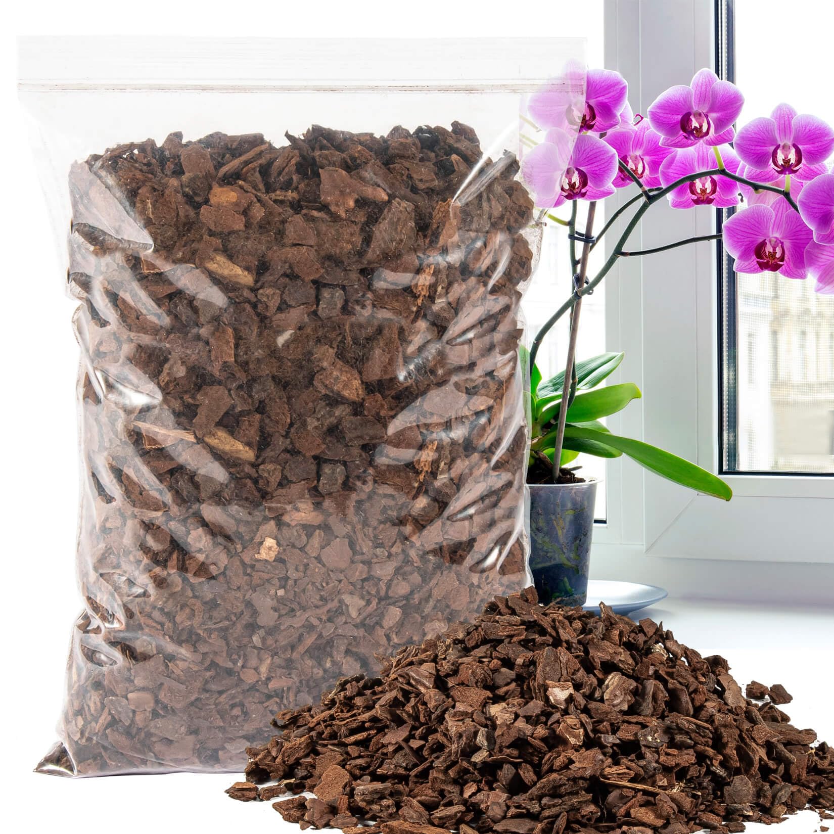 9OZ Orchid Bark Planting Soil - Sukh Orchid Potting Mix Horticultural Cypress Mulch Horticulture Dryad Pine Bark Natural Wood Chips Soil Cover for Plants Garden Orchid Medium Indoor Plants (5-12mm)