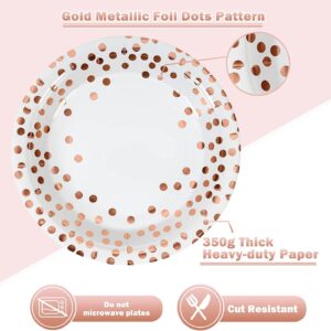 CENLBJ White and Rose Gold Paper Plates and Napkins-50 Pack-25 * 7inch Paper Plates & 25 * 6.5inch Napkins,Party Supplies for Birthdays Receptions and All Occasions