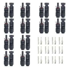 liutaowmx 12 pairs/24pcs solar connectors, ip67 waterproof 1000v 30a male & female solar panel cable connectors (12awg-10awg)