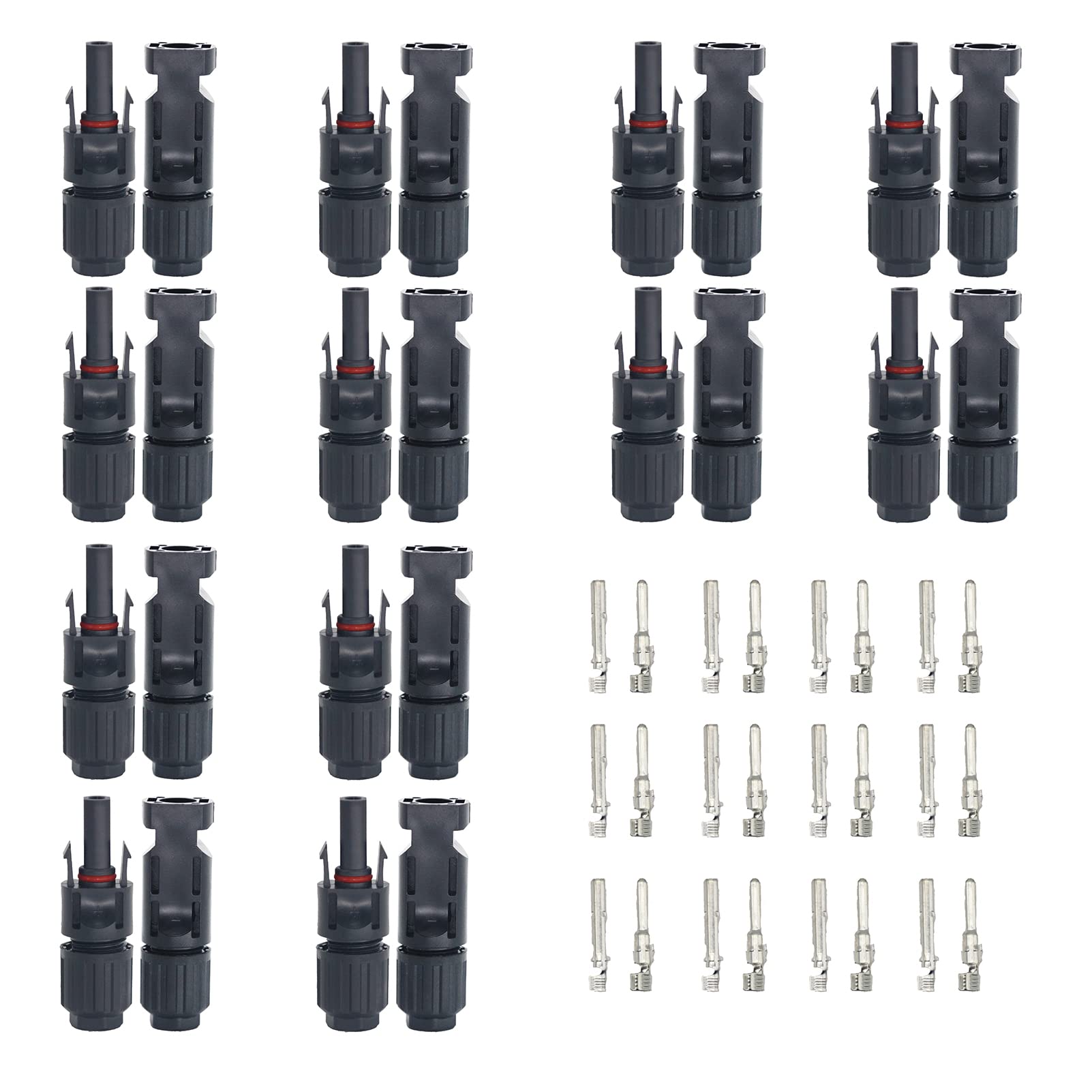 LiuTaoWMX 12 Pairs/24PCS Solar Connectors, IP67 Waterproof 1000V 30A Male & Female Solar Panel Cable Connectors (12AWG-10AWG)