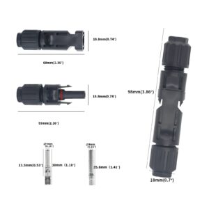 LiuTaoWMX 12 Pairs/24PCS Solar Connectors, IP67 Waterproof 1000V 30A Male & Female Solar Panel Cable Connectors (12AWG-10AWG)